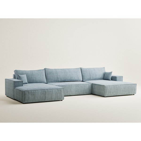 Svetlomodrá ženilková rozkladacia/s úložným priestorom rohová pohovka (do tvaru "U") Kyoto – Maison de Rêve-image-2