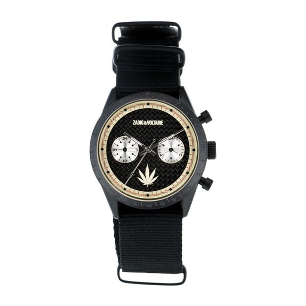 Pánske čierne hodinky s nylonovým remienkom Zadig & Voltaire Hemp