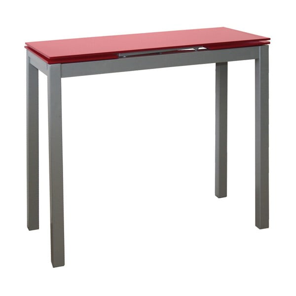 Rozkladací jedálenský stôl s červenou sklenenou doskou Pondecor Cristiano, 40 × 85 cm