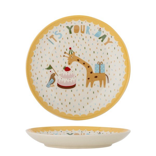 Žltý/krémovobiely kameninový detský tanier ø 16 cm Celebrate – Bloomingville Mini-image-4
