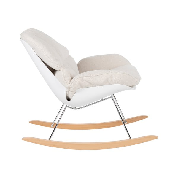 Krémové hojdacie kreslo z textílie buklé Rocky – White Label-image-3