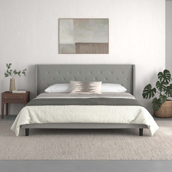 Sivá čalúnená dvojlôžková posteľ 180x200 cm Her Majesty – Støraa-image-2