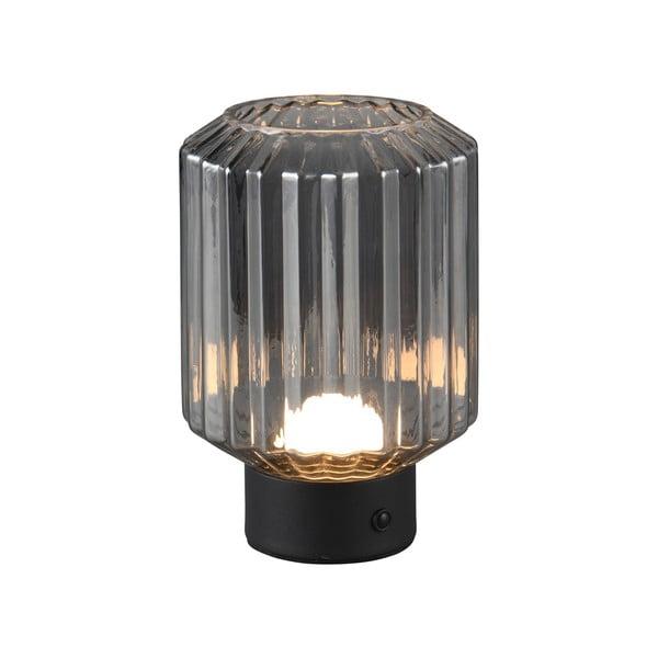 Čierno-sivá stmievateľná LED stolová lampa so skleneným tienidlom (výška 19,5 cm) Lord – Reality-image-1