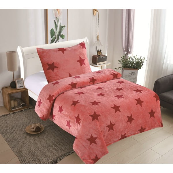 Ružové mikroplyšové obliečky My House Stars, 140 × 200 cm