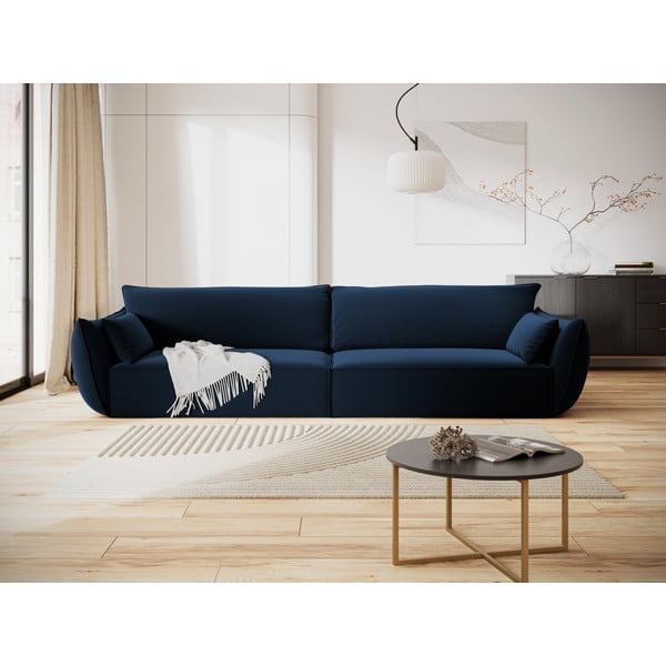 Tmavomodrá zamatová pohovka 248 cm Vanda – Mazzini Sofas-image-1