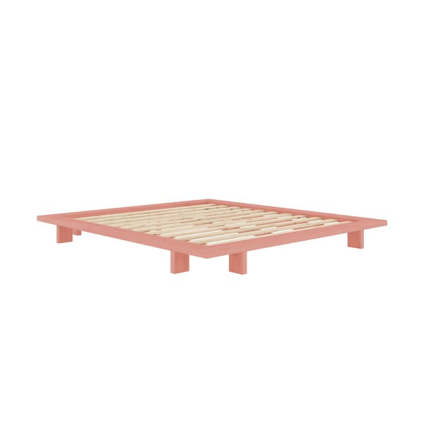Svetloružová dvojlôžková posteľ z borovicového dreva s roštom 140x200 cm Japan – Karup Design