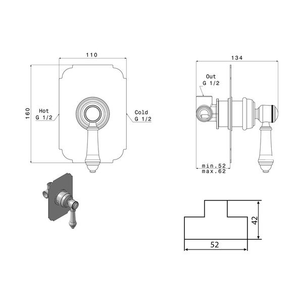 Podomietková sprchová batéria v bronzovej farbe (1 výstup) Vienna – Sapho-image-1