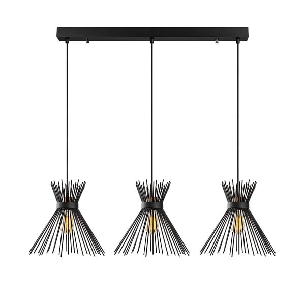 Čierne závesné svietidlo pre 3 žiarovky Opviq lights Kirpi-image-2