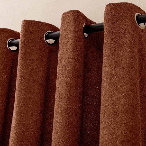 Záves z materiálu buklé v terakotovej farbe 140x260 cm Winona – douceur d'intérieur-image-2