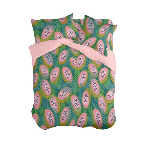 Zelená/ružová obliečka na perinu na dvojlôžko 200x200 cm Papaya – Aware