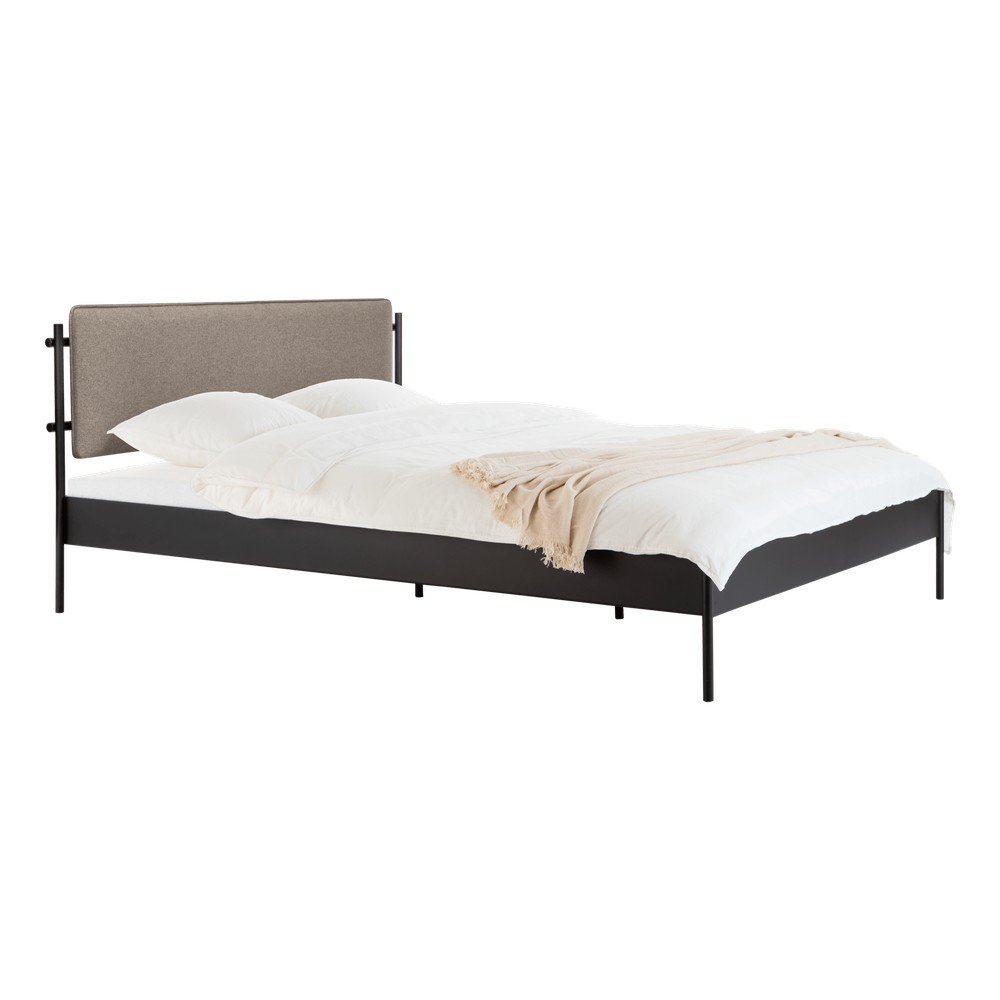 E-shop Čierna oceľová čalúnená dvojlôžková posteľ s roštom 140x200 cm Eton Basic – noo.ma
