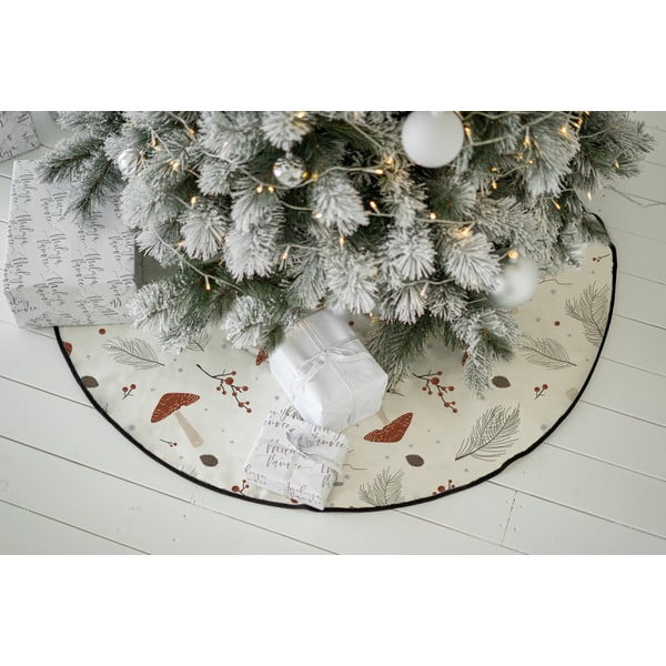 Biely prateľný bavlnený okrúhly koberec pod stromček s vianočným motívom ø 133 cm Toadstool – Butter Kings-image-1