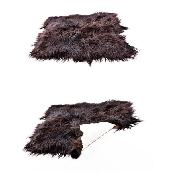 Tmavý kožušinový koberec s dlhým chlpom, 90 x 80 cm-image-4