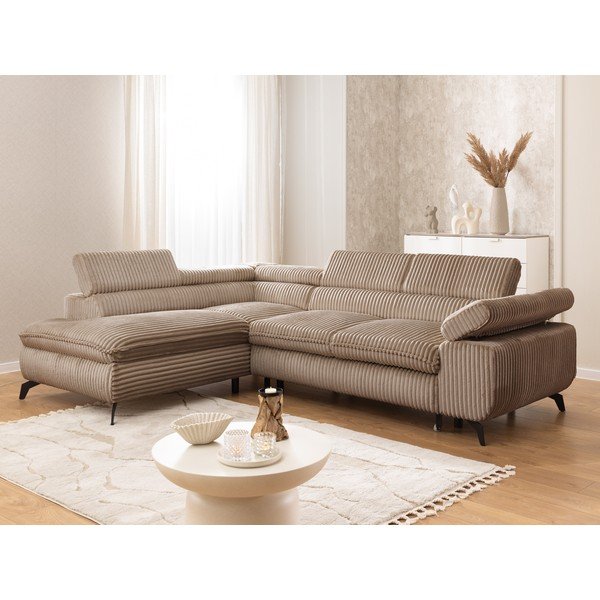 Hnedá menčestrová rohová pohovka (ľavý roh/do L) Marbeya  – Ropez-image-1