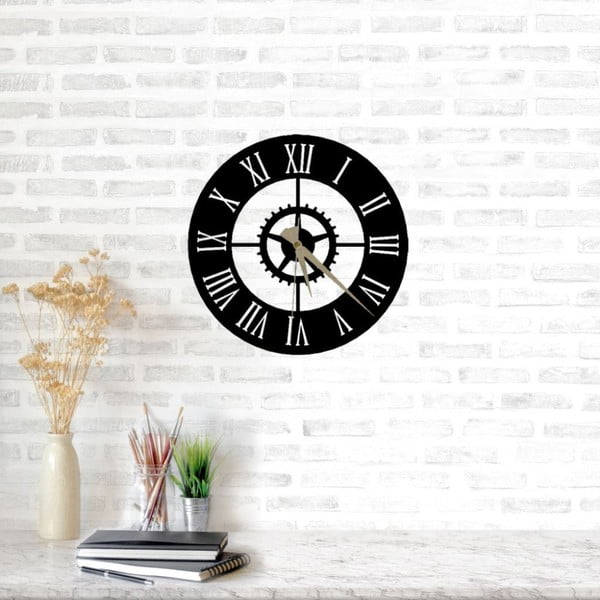 Čierne nástenné hodiny Arbat Clock, ⌀ 49 cm