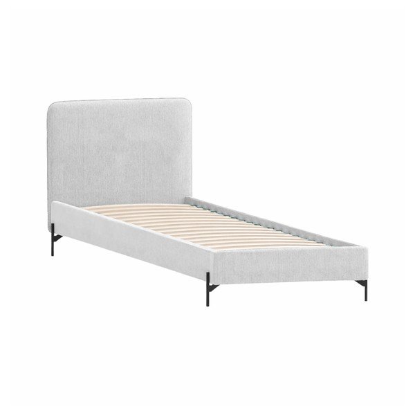 Svetlosivá čalúnená jednolôžková posteľ s roštom 90x200 cm Barker – Ropez