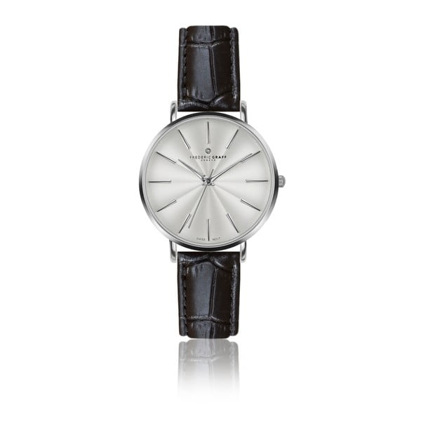 Dámske hodinky s čiernym remienkom z pravej kože Frederic Graff Silver Monte Rosa Croco Black Leather