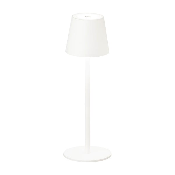 Biela LED stmievateľná stolová lampa so senzorom pohybu a s kovovým tienidlom (výška 38 cm) Tropea – Fischer &amp; Honsel