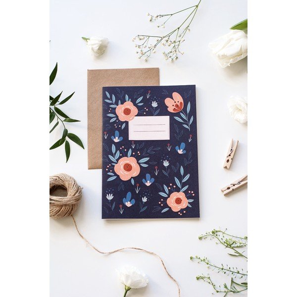 Nelinkovaný zošit z recyklovaného papiera A5 s motívom Kvety Printintin, 60 strán-image-1