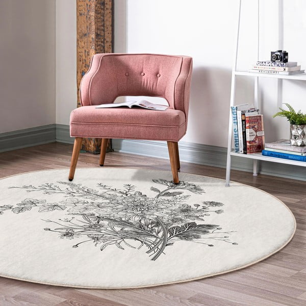 Krémový prateľný okrúhly koberec vhodný pre robotické vysávače ø 80 cm Comfort – Mila Home-image-4