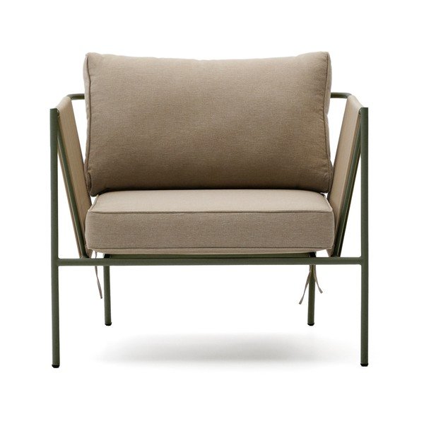 Zelené/béžové kovové záhradné kreslo Zivia – Kave Home-image-2