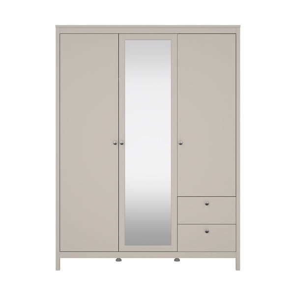 Sivobéžová šatníková skriňa so zrkadlom 150x199x58 cm Madrid – Tvilum-image-2
