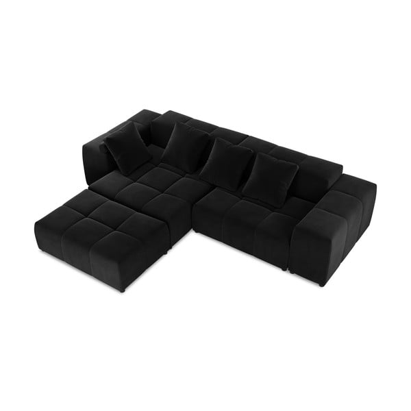 Čierna zamatová rohová pohovka (variabilná) Rome Velvet - Cosmopolitan Design-image-3