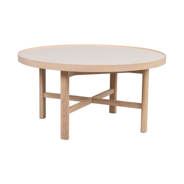 Okrúhly konferenčný stolík s keramickou doskou v prírodnej farbe 90x90 cm Marsden – Rowico-image-2