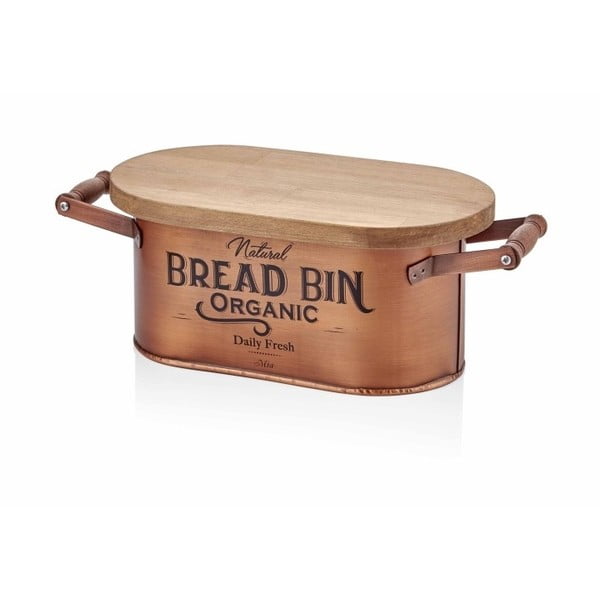 Dóza na chlieb v medenej farbe The Mia Bread, dĺžka 41 cm