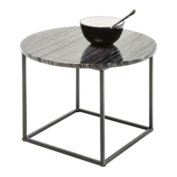 Odkladací stolík z kovové konštrukcia s čiernou mramorovou doskou Kare Design