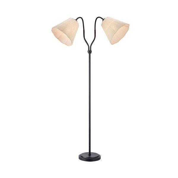 Čierna/béžová ľanová stojacia lampa s ohýbateľnou konštrukciou (výška  149 cm) Veya – Markslöjd