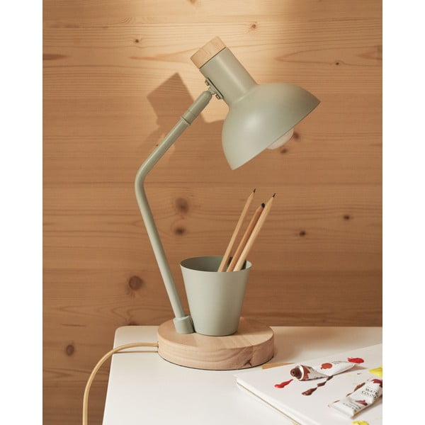 Stolová lampa v mentolovej farbe s kovovým tienidlom (výška 37 cm) Katia – Kave Home-image-1