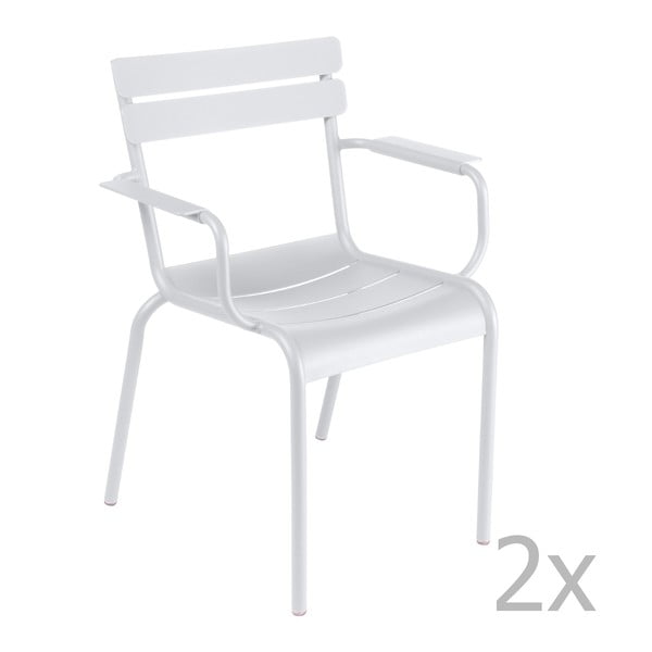Sada 2 bielych stoličiek s opierkami na ruky Fermob Luxembourg