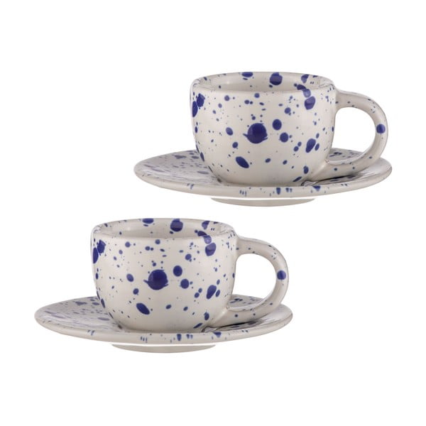 Bielo-modré šálky na espresso z kameniny v súprave 2 ks 100 ml Carnival – Ladelle