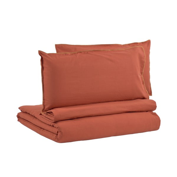 Oranžovohnedé obliečky s plachtou z organickej bavlny Kave Home Ibelis, 240 x 260 cm