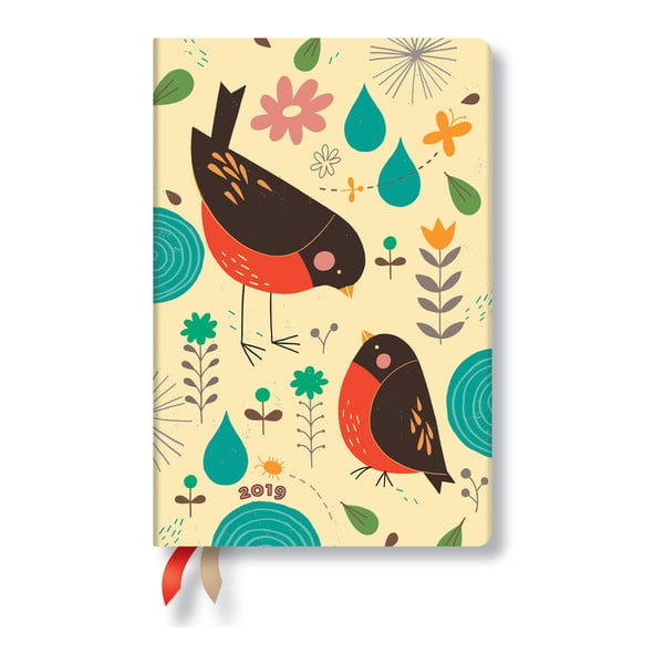 Denný diár na rok 2019 Paperblanks Mother Robin, 9,5 × 14 cm