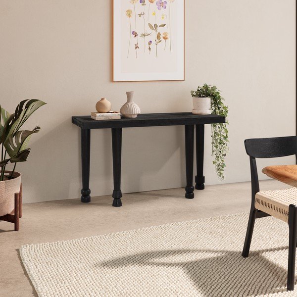 Čierny konzolový stolík z mangového dreva 40x130 cm Inaya – MOME-image-1