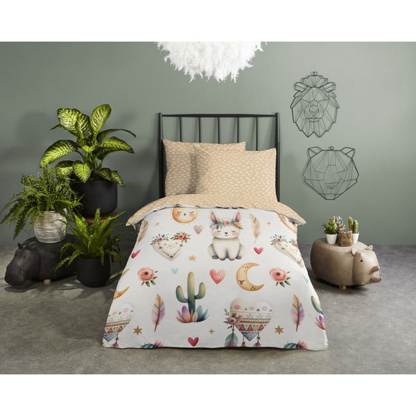 Béžové bavlnené detské obliečky na jednolôžko 140x200 cm Luz – Good Morning-image-1