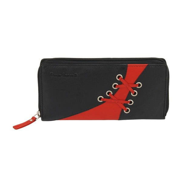 Čierno-červená peňaženka z teľacej kože Friedrich Lederwaren Shoe