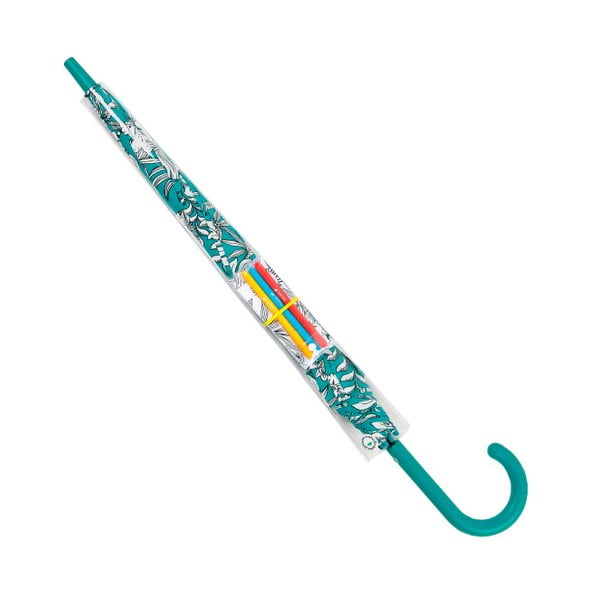 Vyfarbovací dáždnik s detailmi v tyrkysovomodrej farbe s 3 vodeodolnými fixami Coloring, ⌀ 122 cm