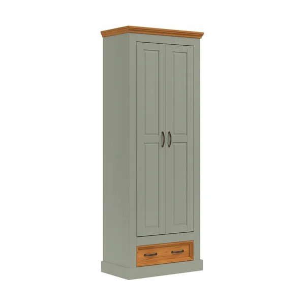 Zelená/v svetlo prírodnej farbe šatníková skriňa z borovicového dreva 70x185x40 cm Selma – Støraa-image-4