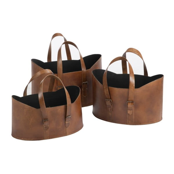 Sada 3 kožených úložných košov J-Line Bags
