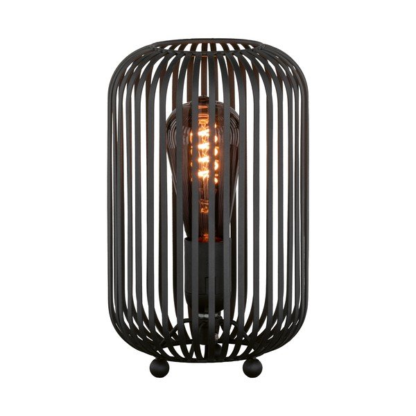 Čierna stolová lampa s kovovým tienidlom (výška 25 cm) Cage – Fischer & Honsel