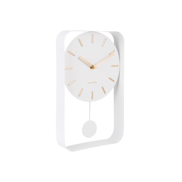 Biele nástenné hodiny s kyvadlom Karlsson Charm, výška 32,5 cm-image-2