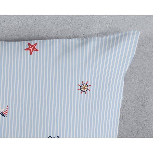 Biele/modré bavlnené obliečky na jednolôžko 140x200 cm Yachtclub – Good Morning-image-3