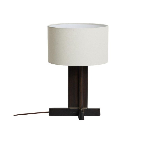 Biela/tmavohnedá stolová lampa z kaučukového dreva s textilným tienidlom (výška  48 cm) Niani – Kave Home
