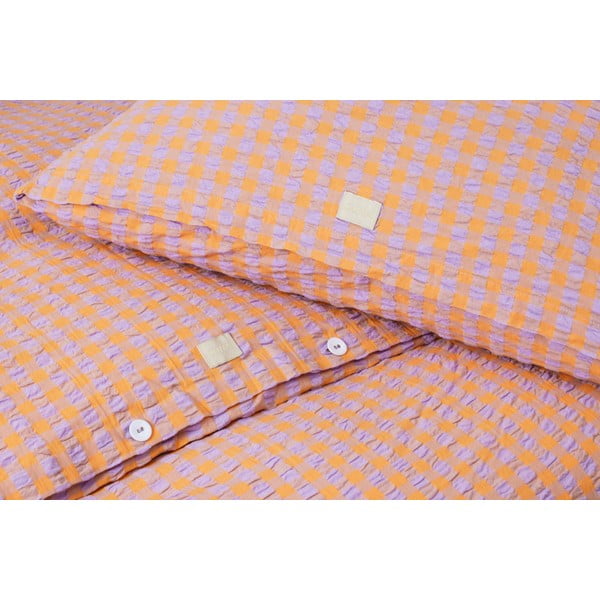 Krepové obliečky na jednolôžko v oranžovo-ľavanduľovej farbe 140x200 cm Bæk&Bølge – JUNA-image-4