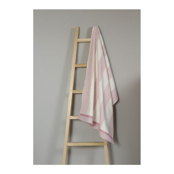 Ružovo-biely bavlnený uterák My Home Plus Bath, 70 × 135 cm