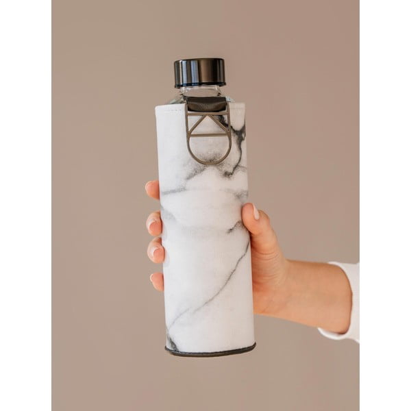 Čierno-biela fľaša z borosilikátového skla s obalom z umelej kože Equa Mismatch Stone, 750 ml-image-1