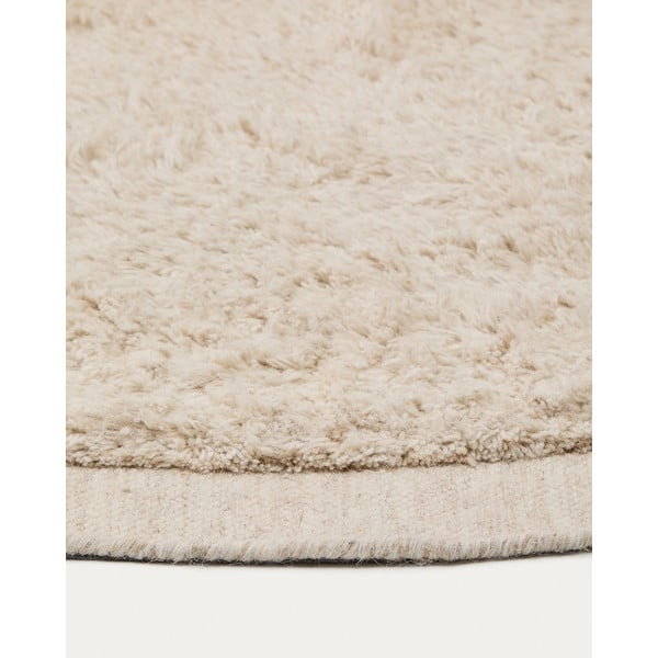 Krémový ručne tkaný vlnený okrúhly koberec ø 200 cm Marely – Kave Home-image-4